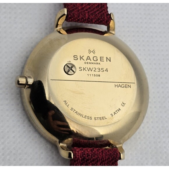 Womens Skagen Hagen SKW2354 Small Second Hand Black Dial Gold Tone Case Watch 13 main image 4